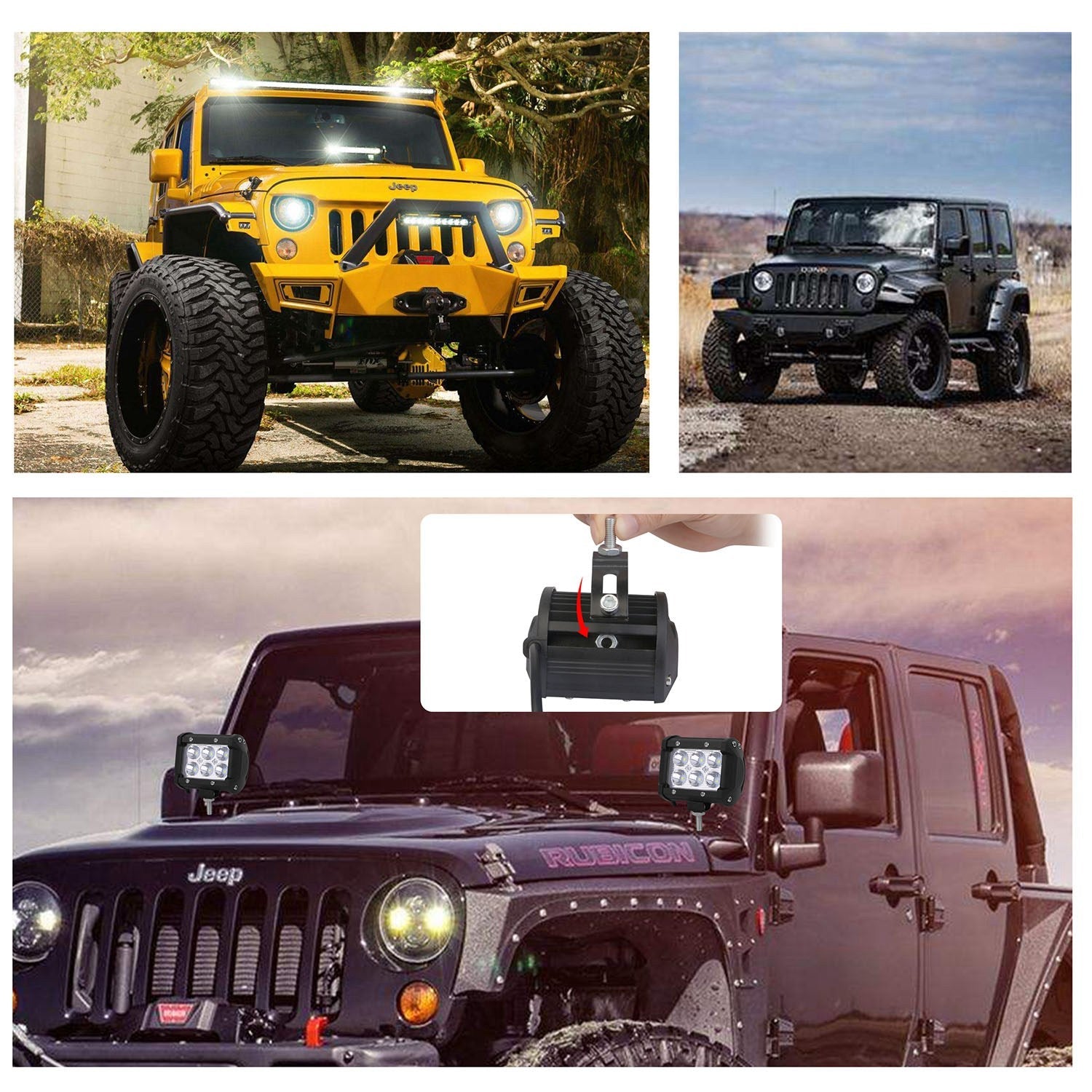 4" LED Spot Light 18W - 4-Pack Cube Pods - Dual Row Waterproof - Offroad Harmalap Trading