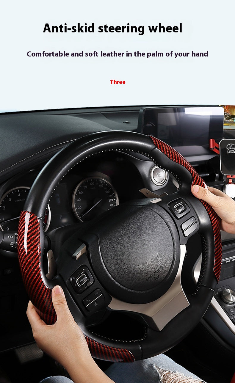 Car Carbon Fiber Pattern Glossy Car Steering Wheel Cover CJ Dropshipping