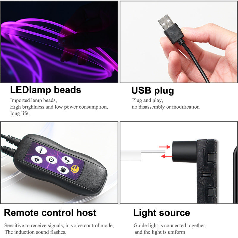 Car LED Atmosphere Lamp USB - Colorful Neon Light - Center Console Decoration Harmalap Trading