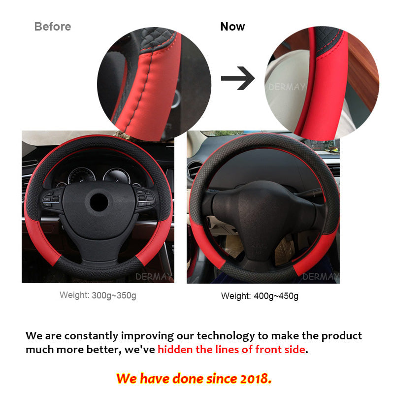 Leather Steering Wheel Cover UAE - Universal Fit - Rhomboid Texture Harmalap Trading