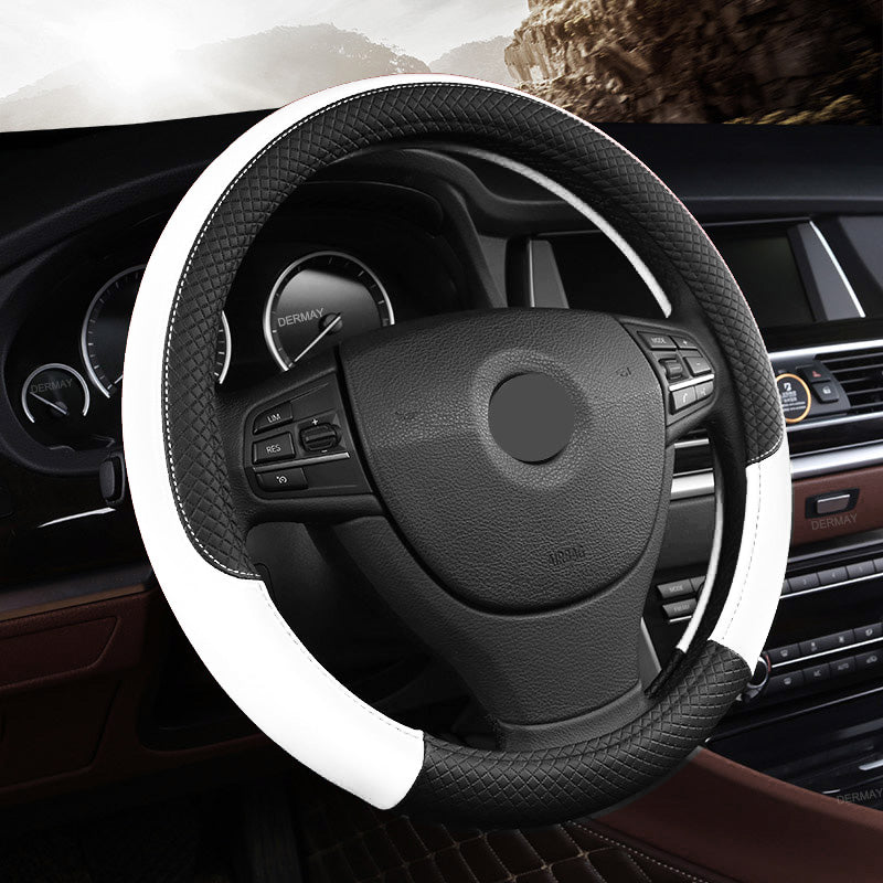 Leather Steering Wheel Cover UAE - Universal Fit - Rhomboid Texture Harmalap Trading