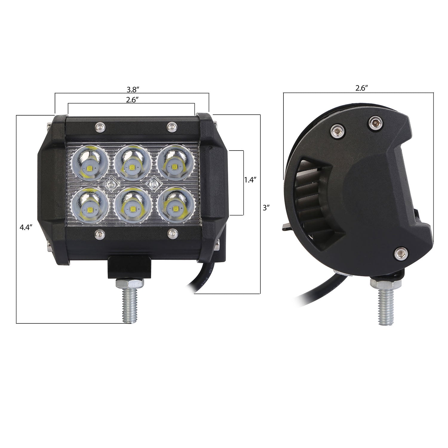 4" LED Spot Light 18W - 4-Pack Cube Pods - Dual Row Waterproof - Offroad Harmalap Trading