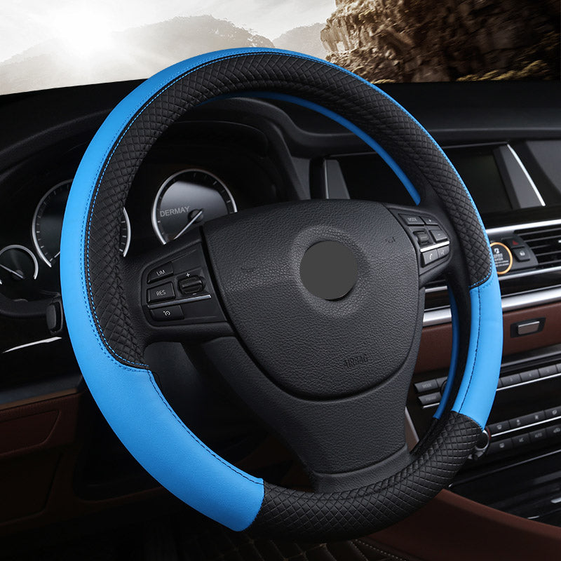 Leather Steering Wheel Cover UAE - Universal Fit - Rhomboid Texture Harmalap Trading