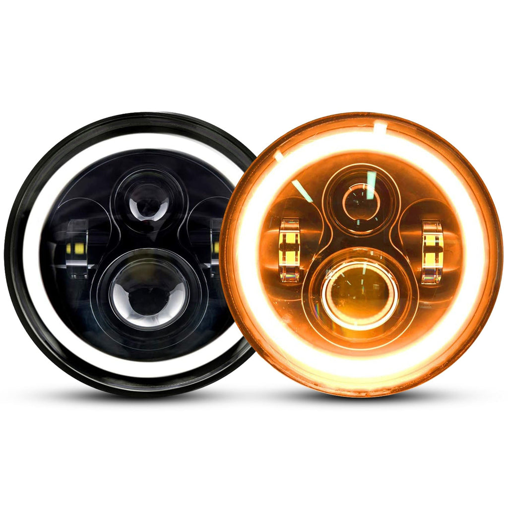7" Round LED Headlight 6000LM - Halo Angel Eyes - Jeep Wrangler TJ JK CJ Harmalap Trading