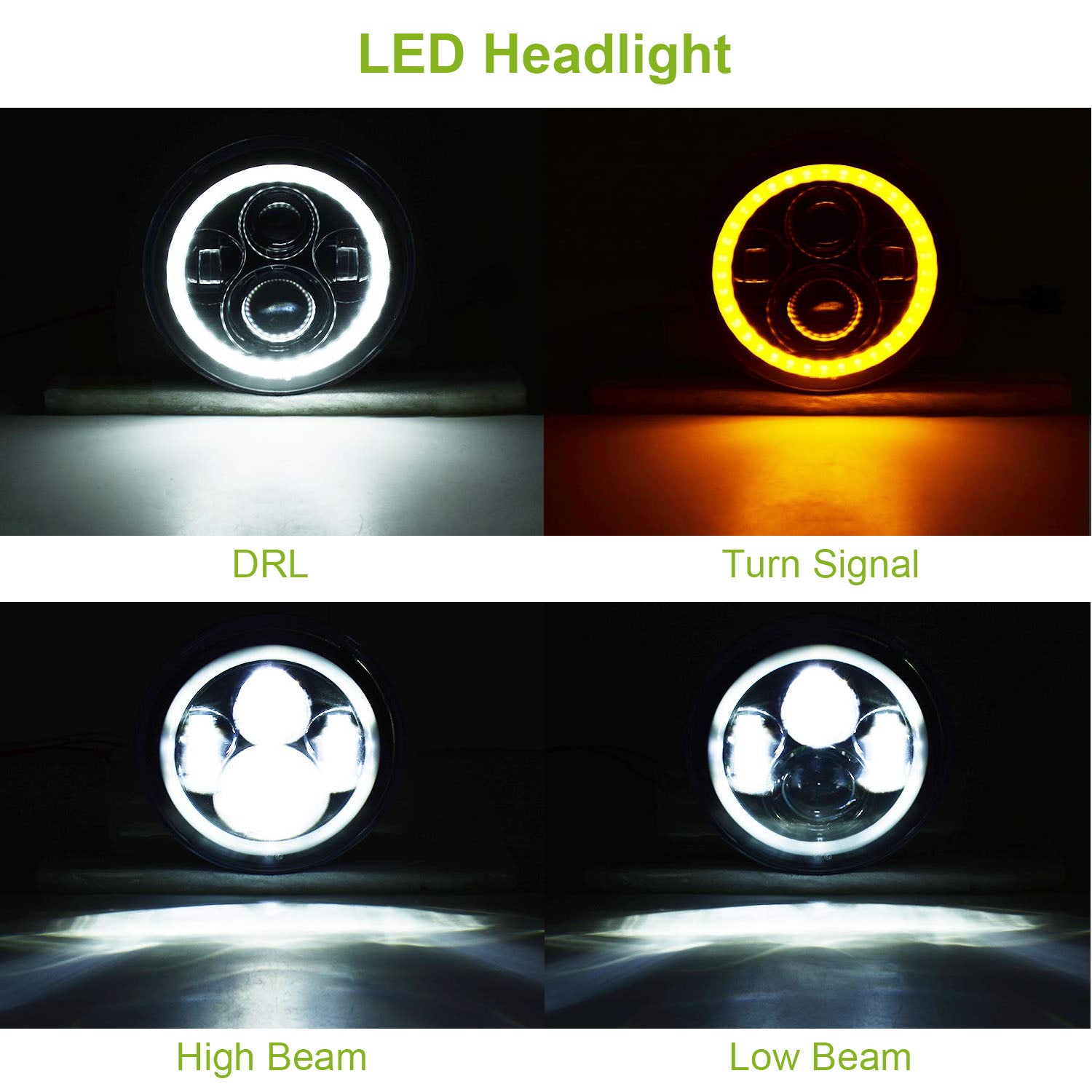 7" Round LED Headlight 6000LM - Halo Angel Eyes - Jeep Wrangler TJ JK CJ Harmalap Trading