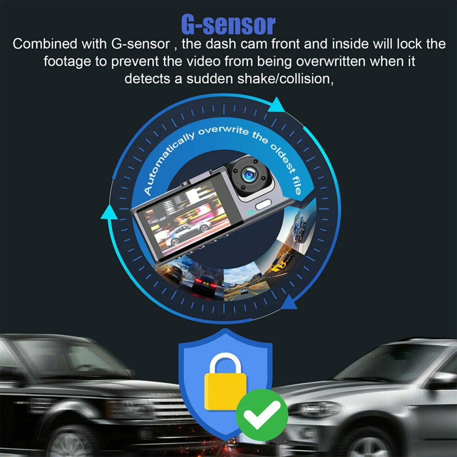 Car Dual Lens Dash Cam HD 1080P - Front Rear Inside - G-Sensor - Night Vision Harmalap Trading