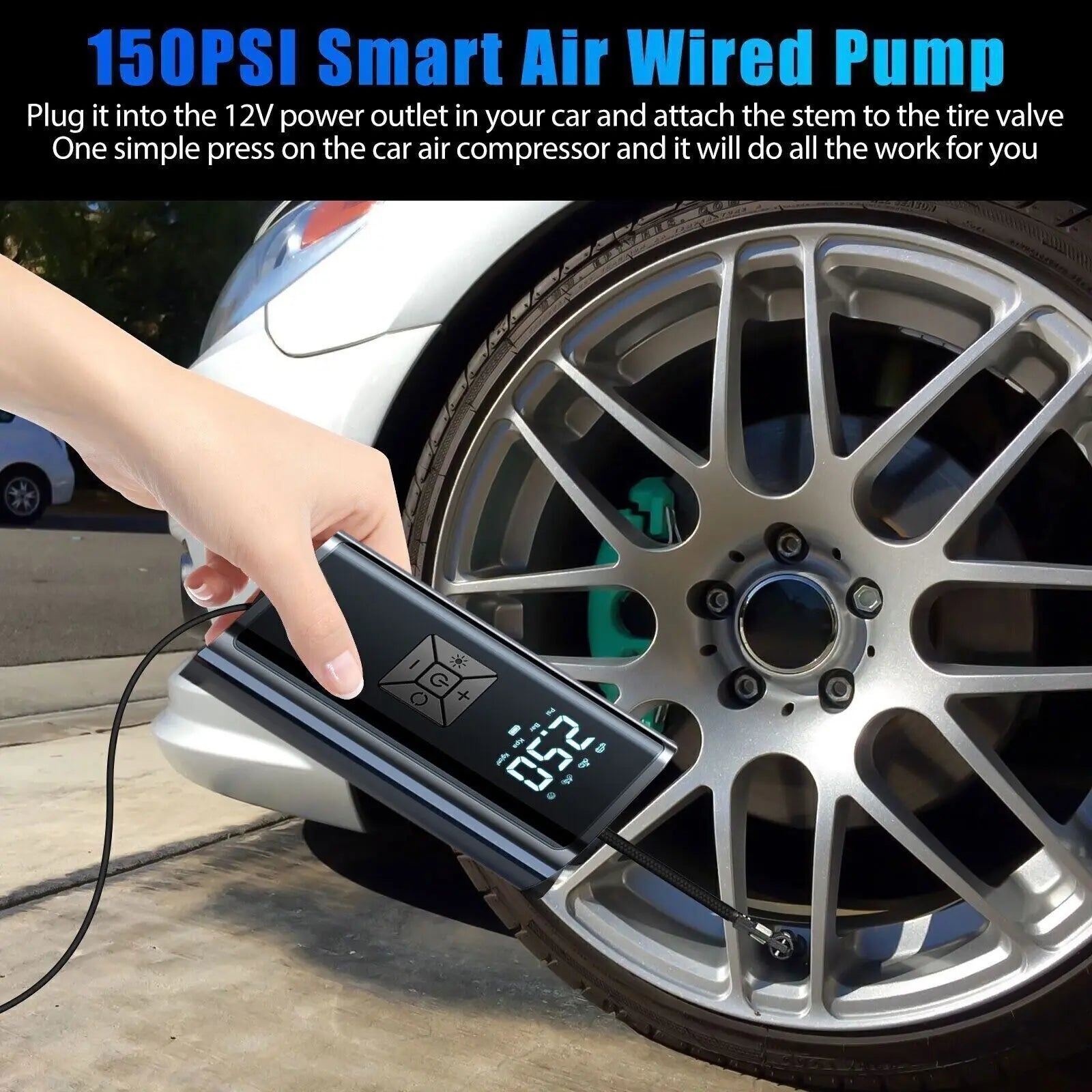 Portable Tire Inflator 150 PSI - Digital Display - Electric Air Compressor 12V Harmalap Trading