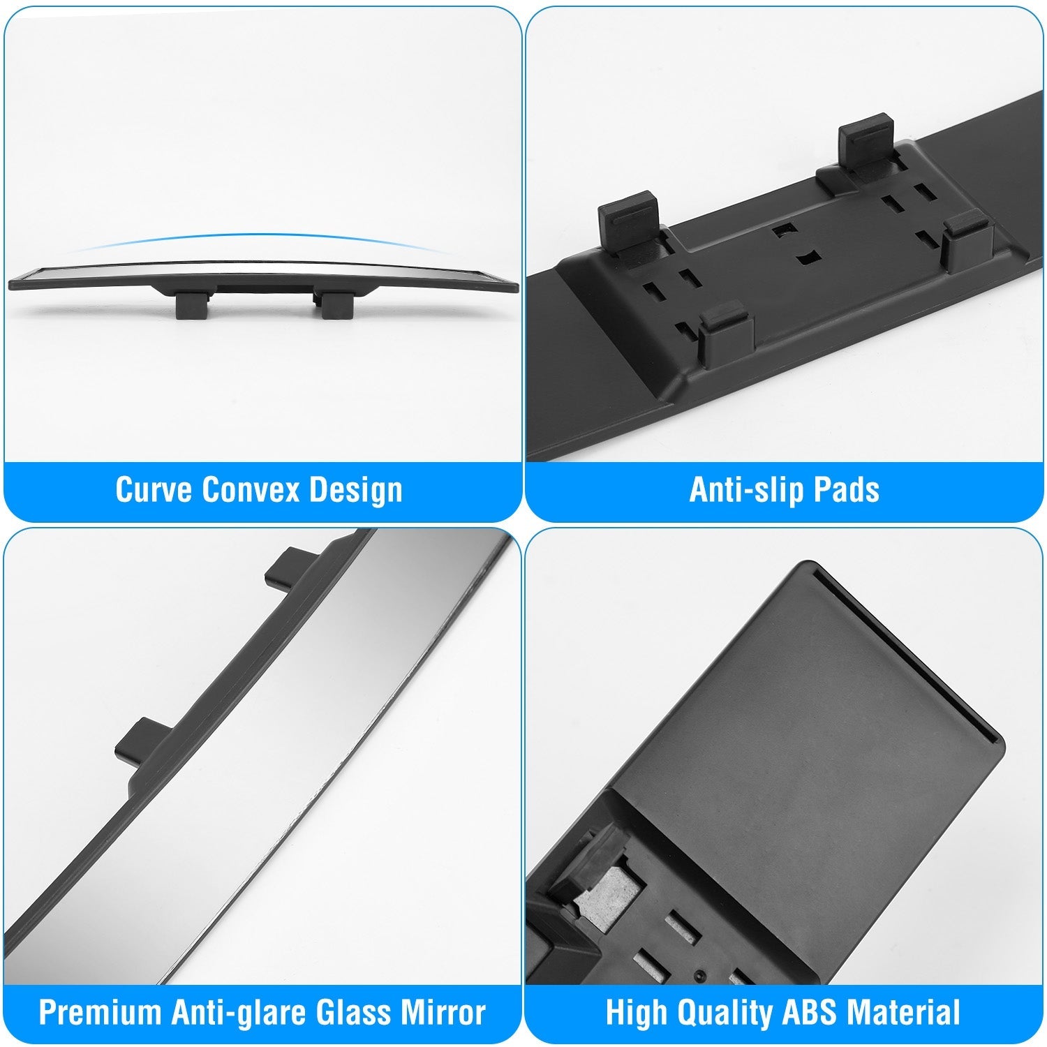 Car Rearview Mirror 11.4" - Panoramic Clip-On - Anti-Glare - Wide Angle Harmalap Trading