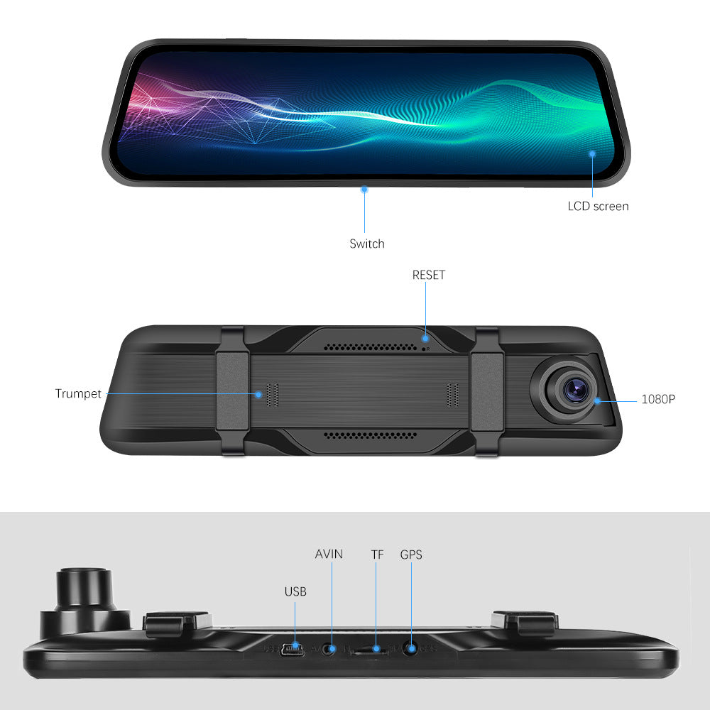 Streaming Media Car Car Dual Lens Smart Touch Rearview Mirror Tachograph CJ Dropshipping
