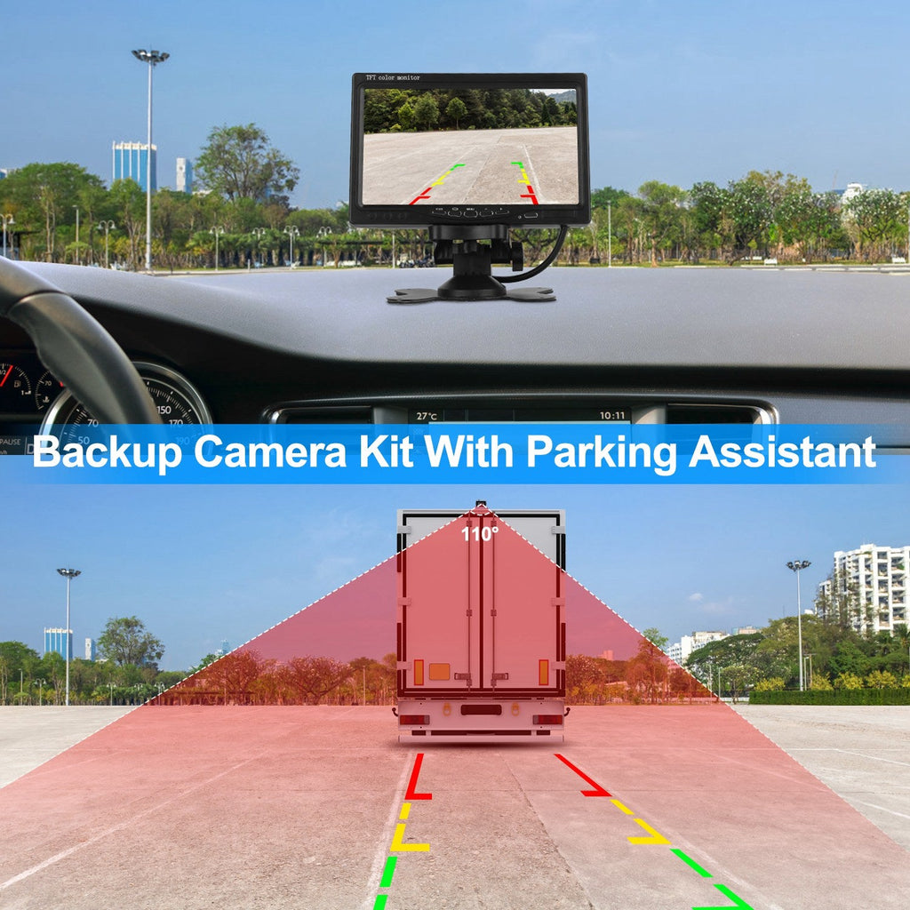 7" Backup Camera System - Rear View Monitor - IP67 Waterproof - Night Vision Harmalap Trading