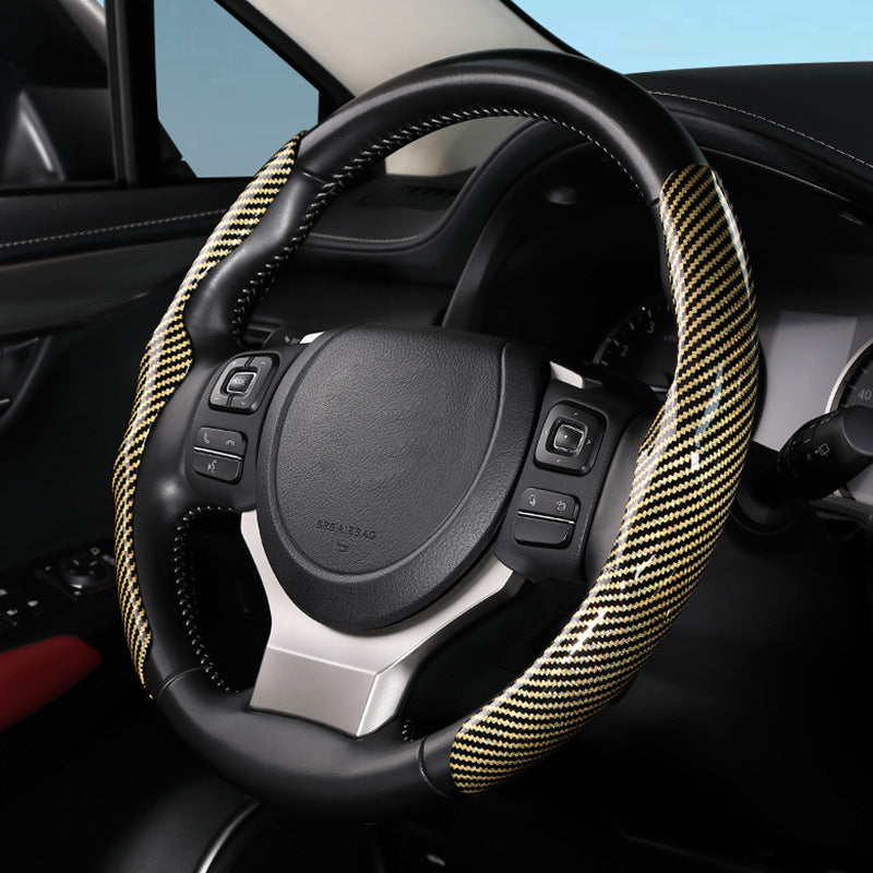 Car Carbon Fiber Pattern Glossy Car Steering Wheel Cover CJ Dropshipping