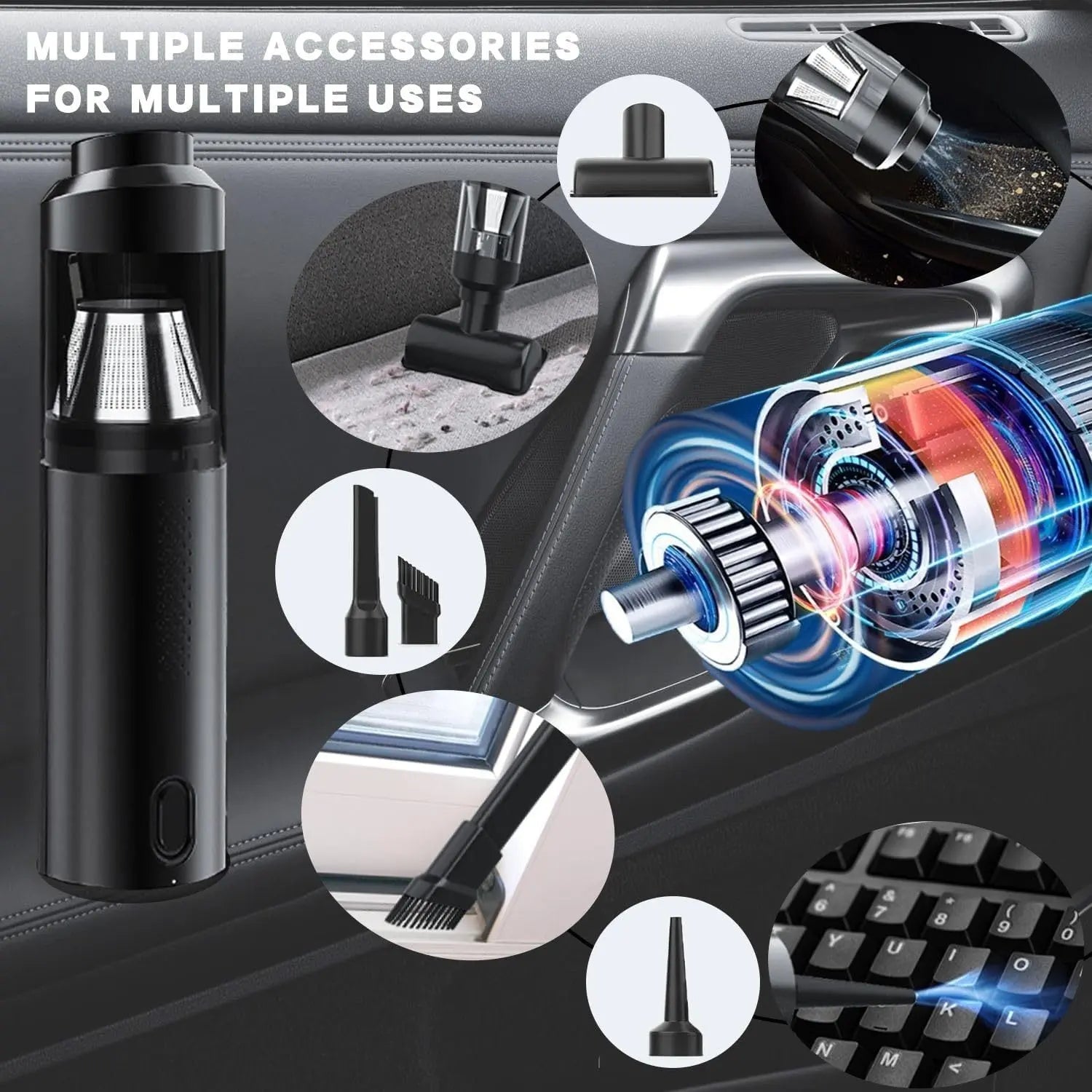 Car Vacuum Cleaner 4-in-1 Cordless - 15000Pa Suction - Type-C Fast Charging Harmalap Trading