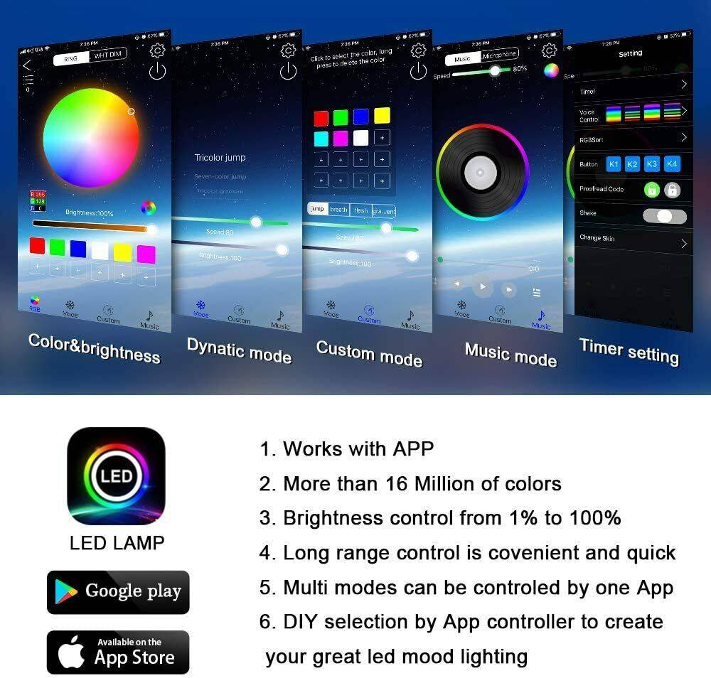 RGB Car Underglow LED Kit UAE - 6pc Neon Strip Lights - Music Sync Harmalap Trading