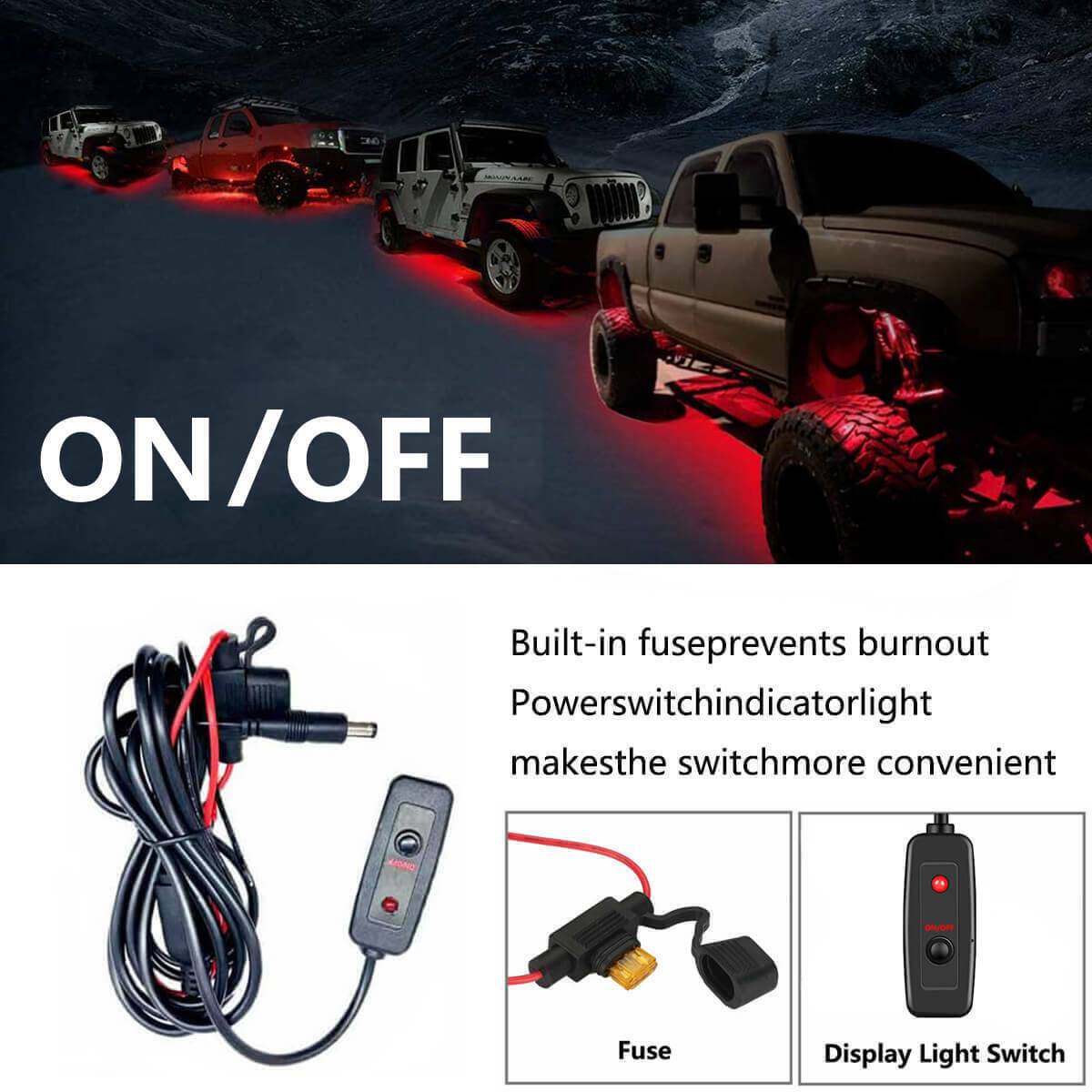 RGB Car Underglow LED Kit UAE - 6pc Neon Strip Lights - Music Sync Harmalap Trading