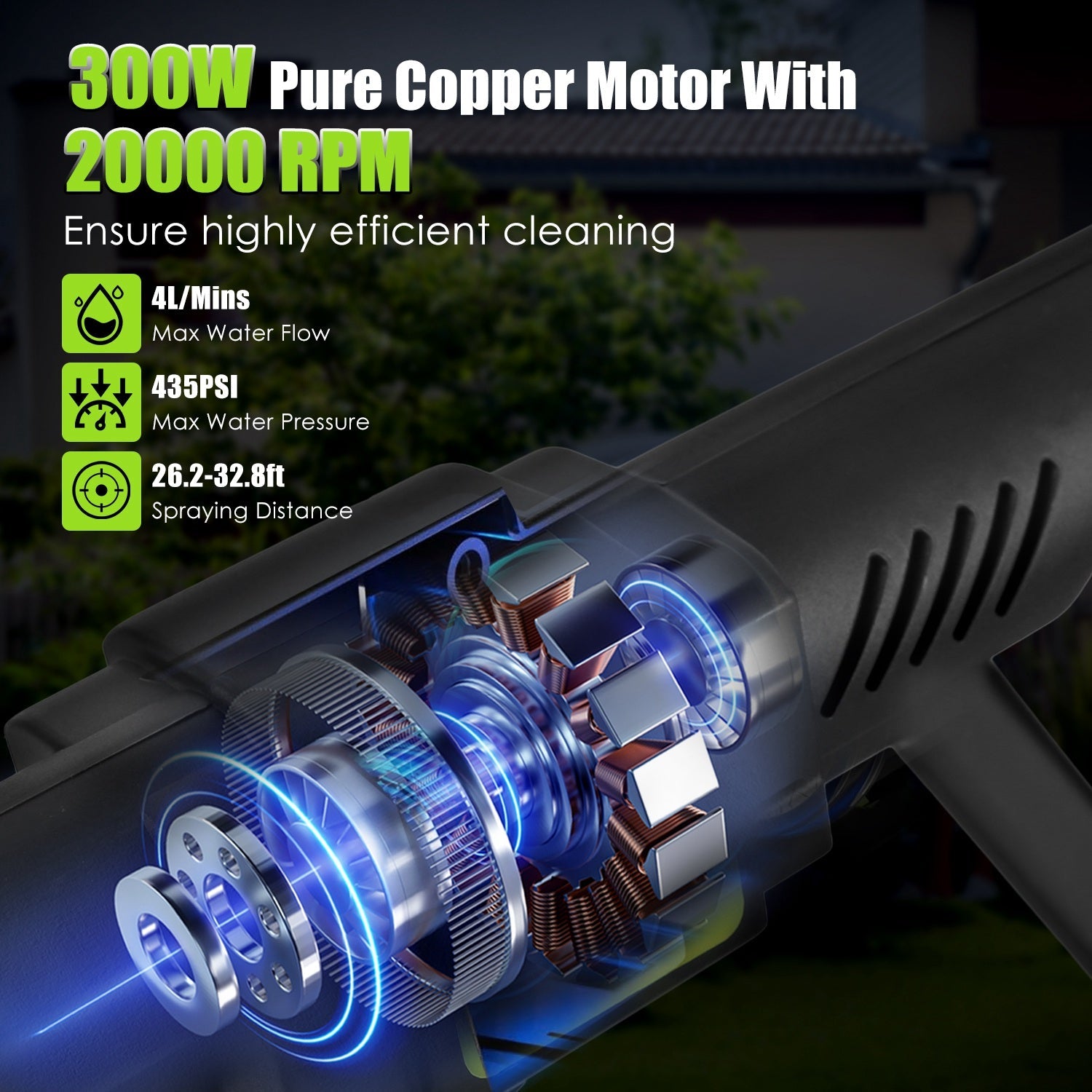 Cordless Pressure Washer 435PSI - Portable Car Washer - 6-in-1 Nozzle Harmalap Trading