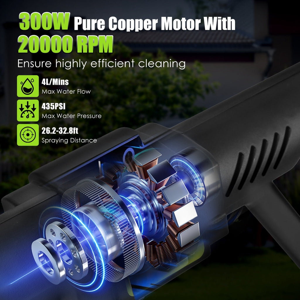 Cordless Pressure Washer 435PSI - Portable Car Washer - 6-in-1 Nozzle Harmalap Trading