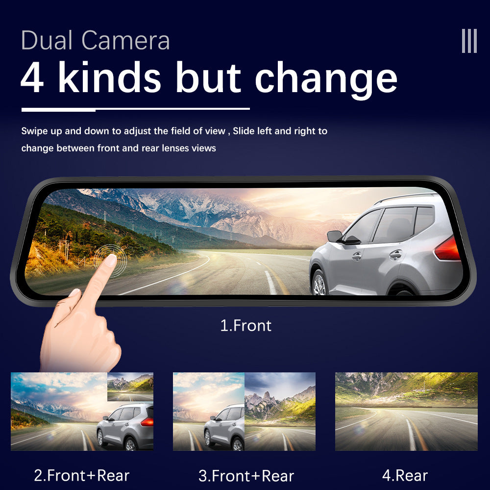 Streaming Media Car Car Dual Lens Smart Touch Rearview Mirror Tachograph CJ Dropshipping