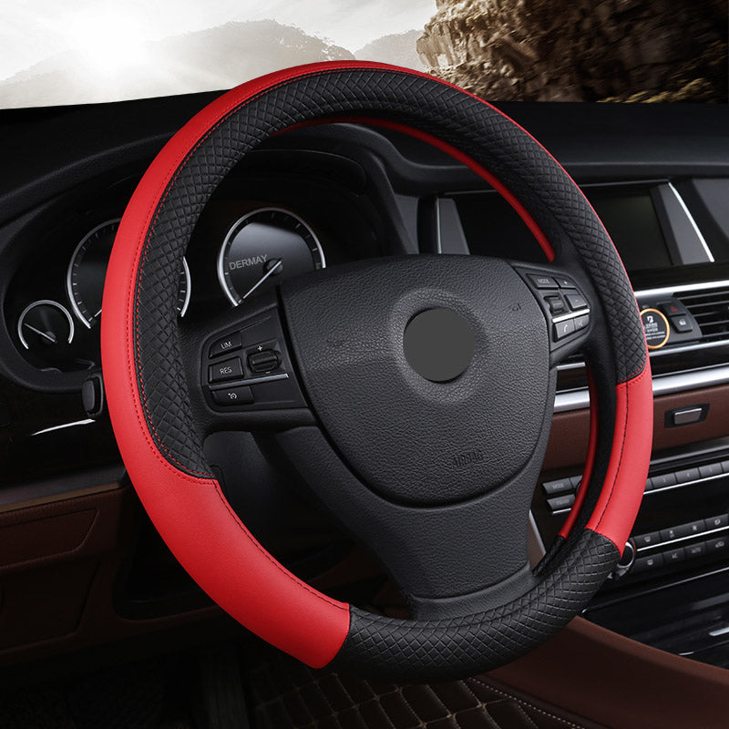 Leather Steering Wheel Cover UAE - Universal Fit - Rhomboid Texture Harmalap Trading