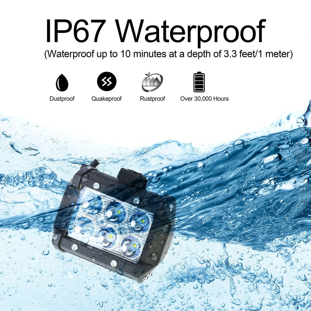 4" LED Spot Light 18W - 4-Pack Cube Pods - Dual Row Waterproof - Offroad Harmalap Trading