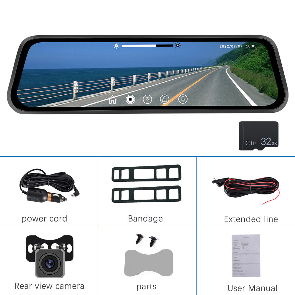 Streaming Media Car Car Dual Lens Smart Touch Rearview Mirror Tachograph CJ Dropshipping