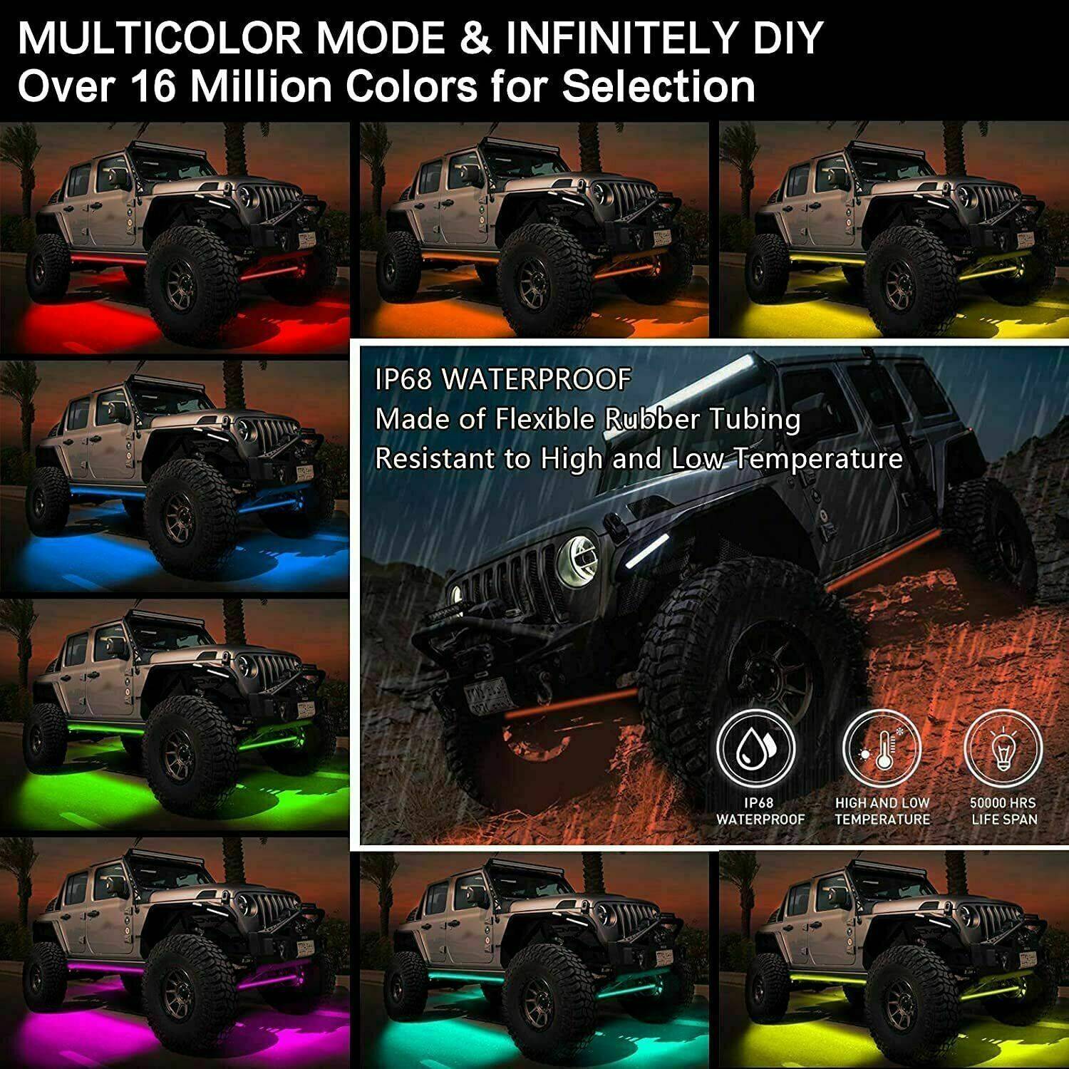 RGB Car Underglow LED Kit UAE - 6pc Neon Strip Lights - Music Sync Harmalap Trading