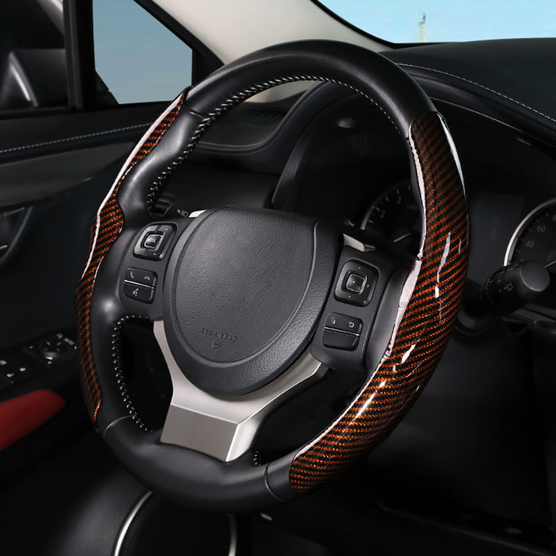 Car Carbon Fiber Pattern Glossy Car Steering Wheel Cover CJ Dropshipping