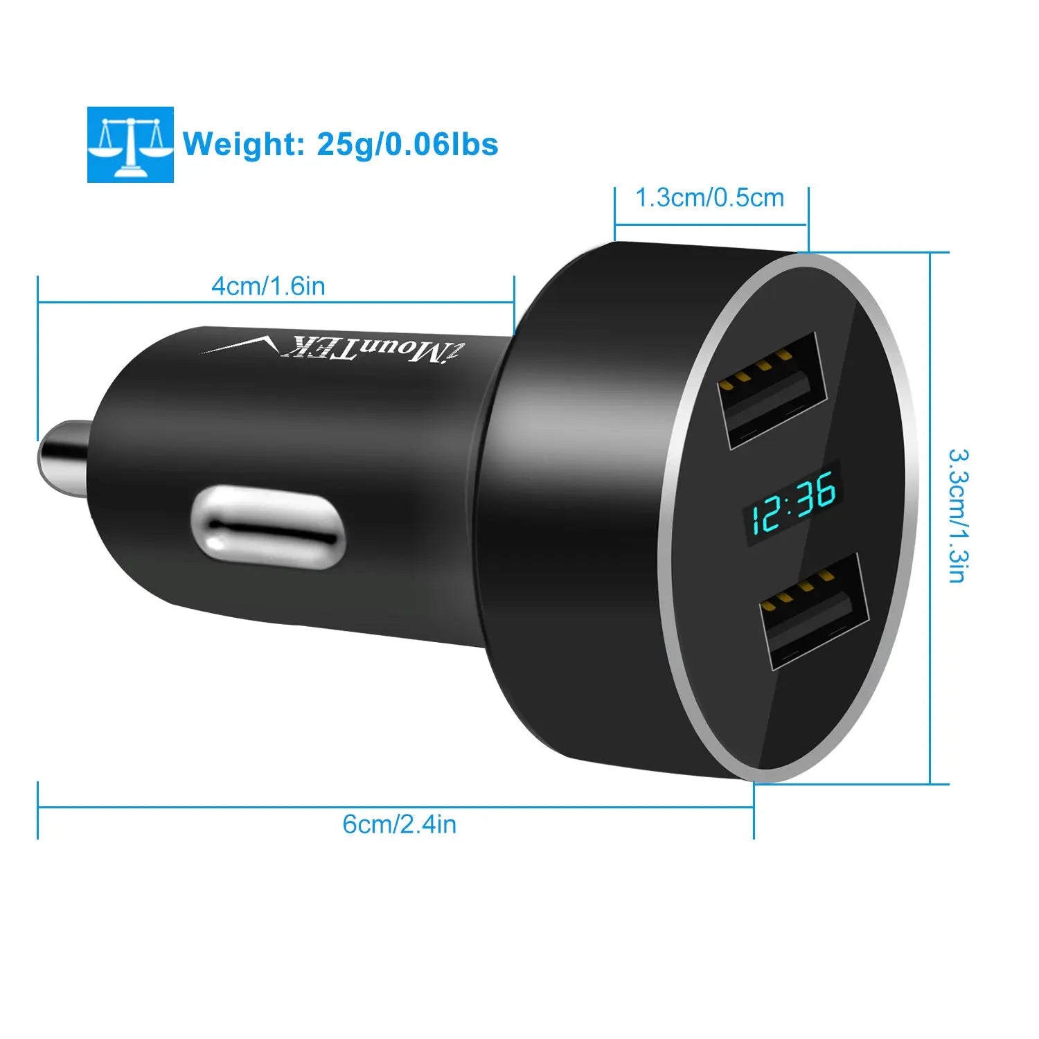 Dual USB Car Charger 15W - Fast Charging - LED Display - Aluminum Alloy Harmalap Trading