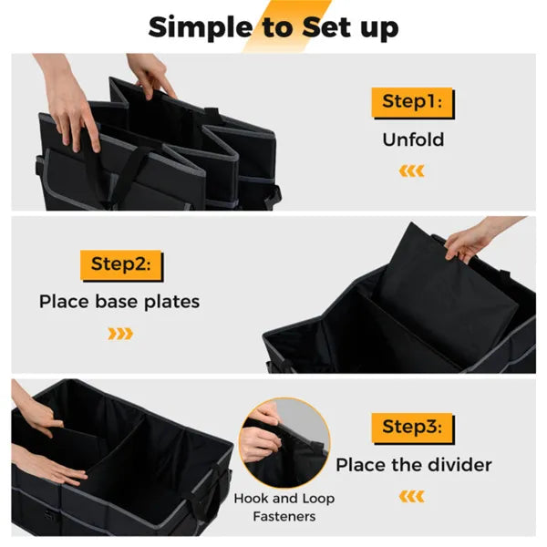 Car Trunk Organizer 13 Gallon - 3 Compartments - 600D Oxford Fabric - Non-Slip Harmalap Trading