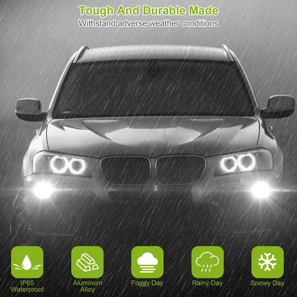 H8/H9/H11 LED Fog Lights 800lm - 6000K White - IP65 Waterproof - 2-Pack Harmalap Trading