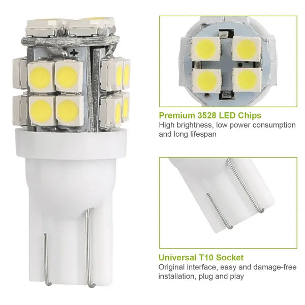T10 LED Bulbs 12V - 10-Pack - Interior Dome Map License Plate Lights Harmalap Trading