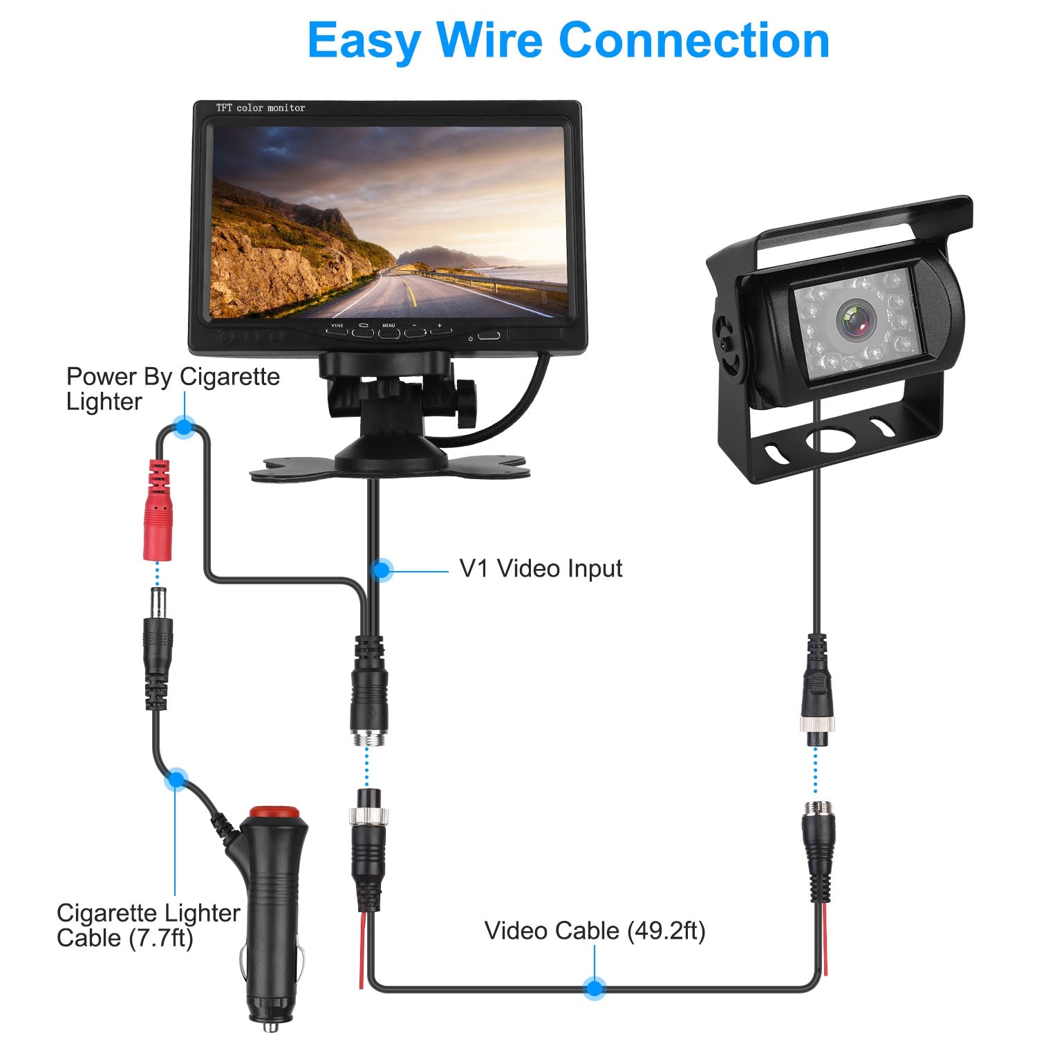 7" Backup Camera System - Rear View Monitor - IP67 Waterproof - Night Vision Harmalap Trading