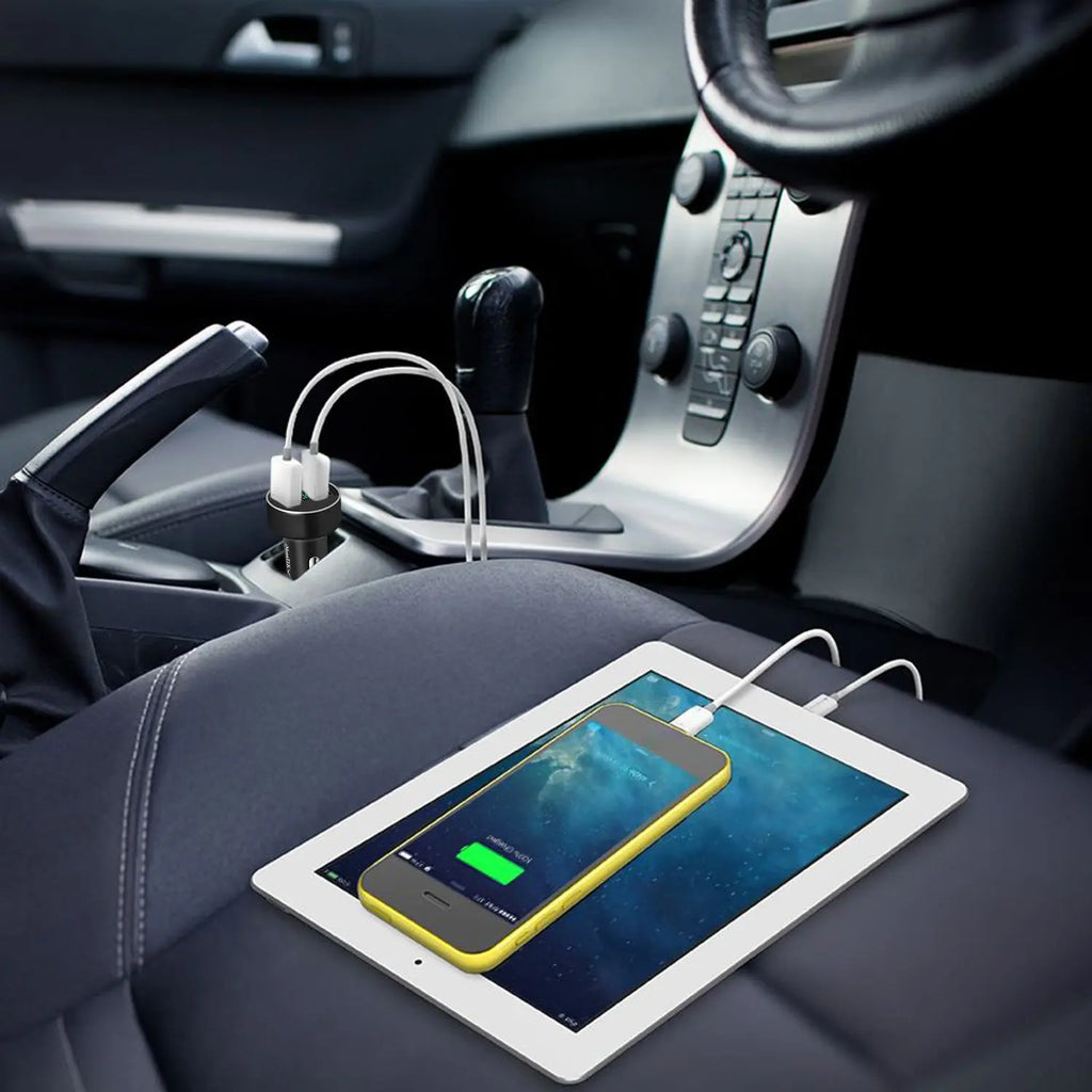 Dual USB Car Charger 15W - Fast Charging - LED Display - Aluminum Alloy Harmalap Trading