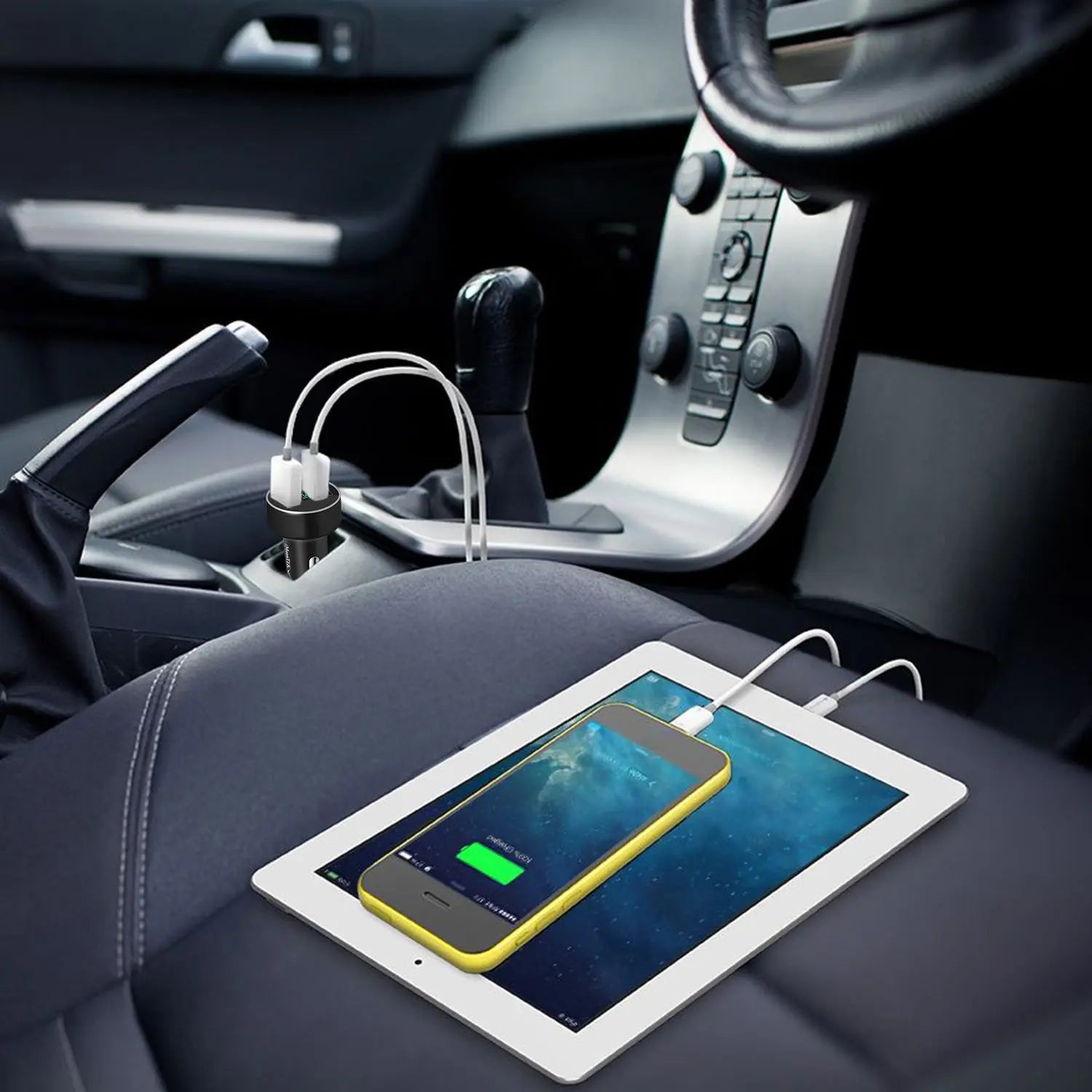 Dual USB Car Charger 15W - Fast Charging - LED Display - Aluminum Alloy Harmalap Trading