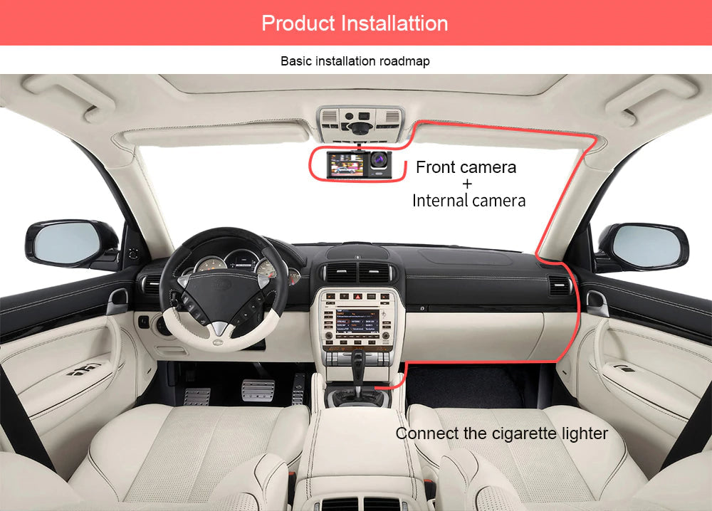 Car Dual Lens Dash Cam HD 1080P - Front Rear Inside - G-Sensor - Night Vision Harmalap Trading