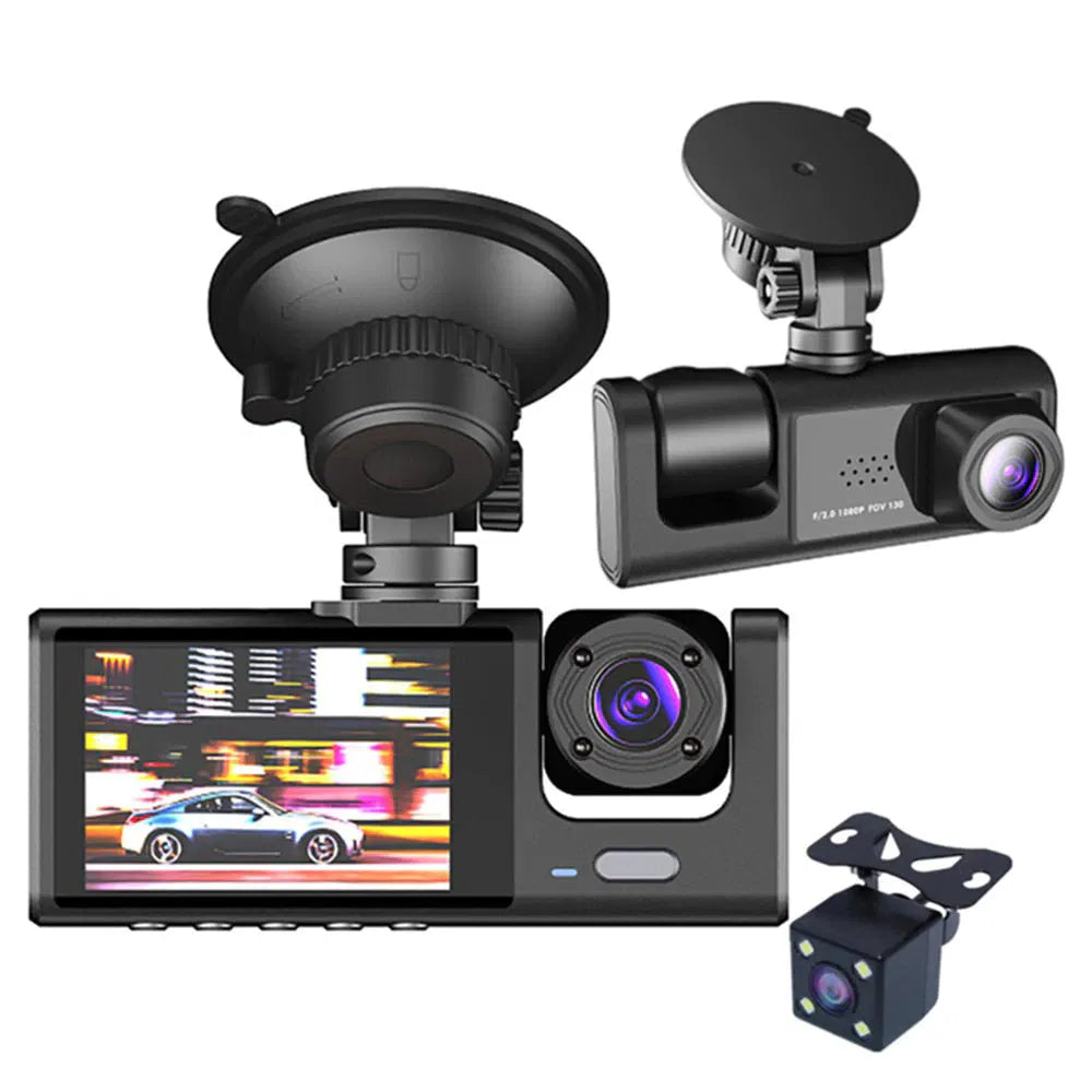 Car Dual Lens Dash Cam HD 1080P - Front Rear Inside - G-Sensor - Night Vision Harmalap Trading