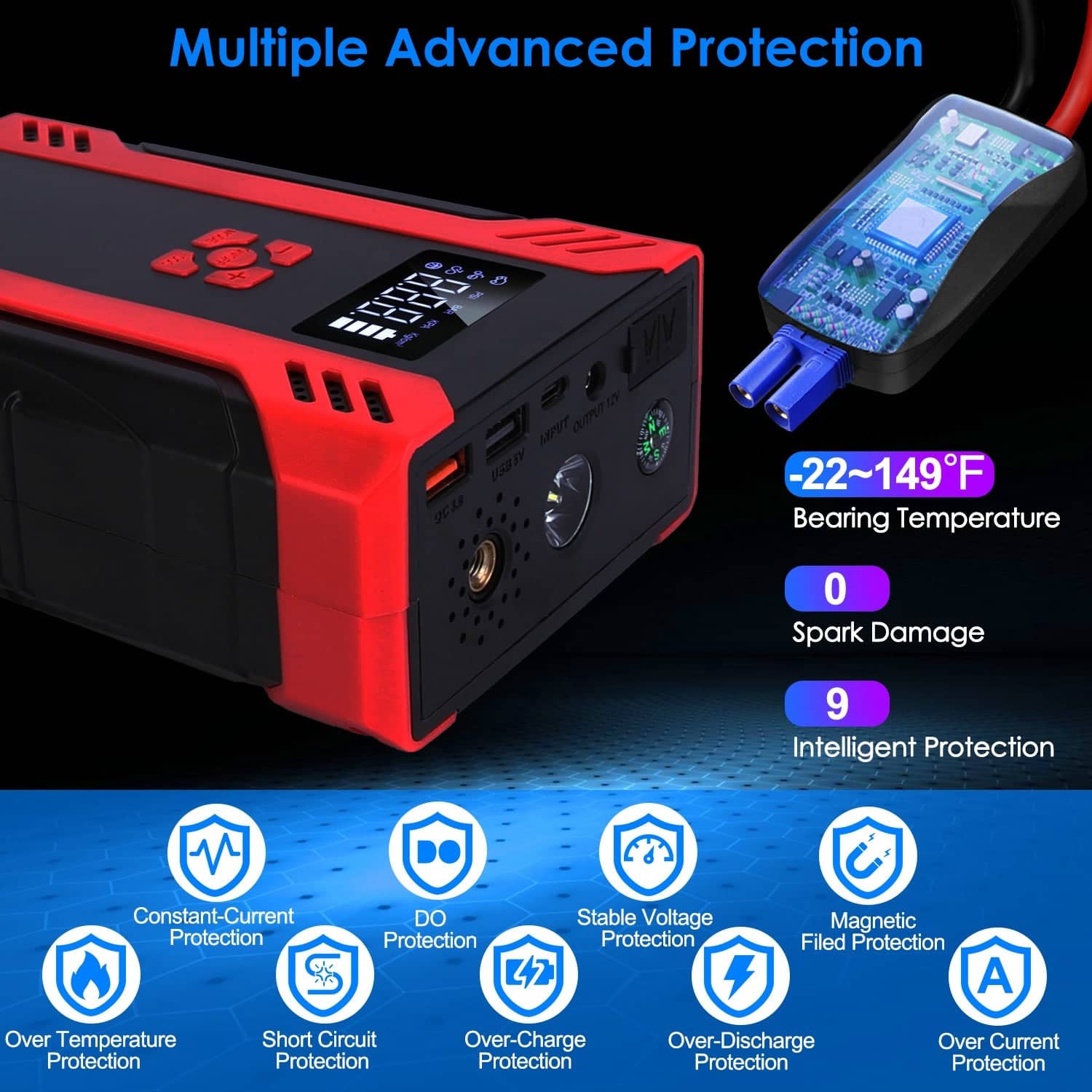 Car Jump Starter 2500A UAE - 4-in-1 Air Compressor Power Bank - Emergency Kit Harmalap Trading