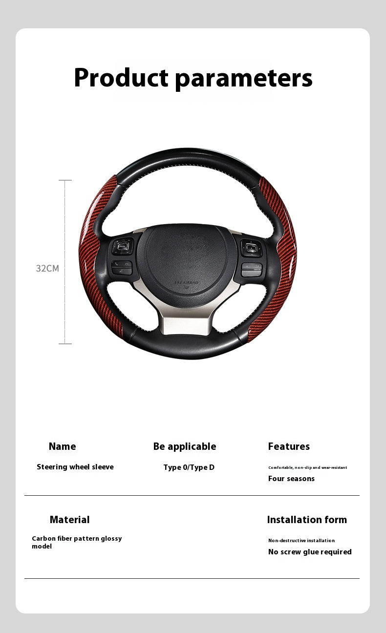Car Carbon Fiber Pattern Glossy Car Steering Wheel Cover CJ Dropshipping