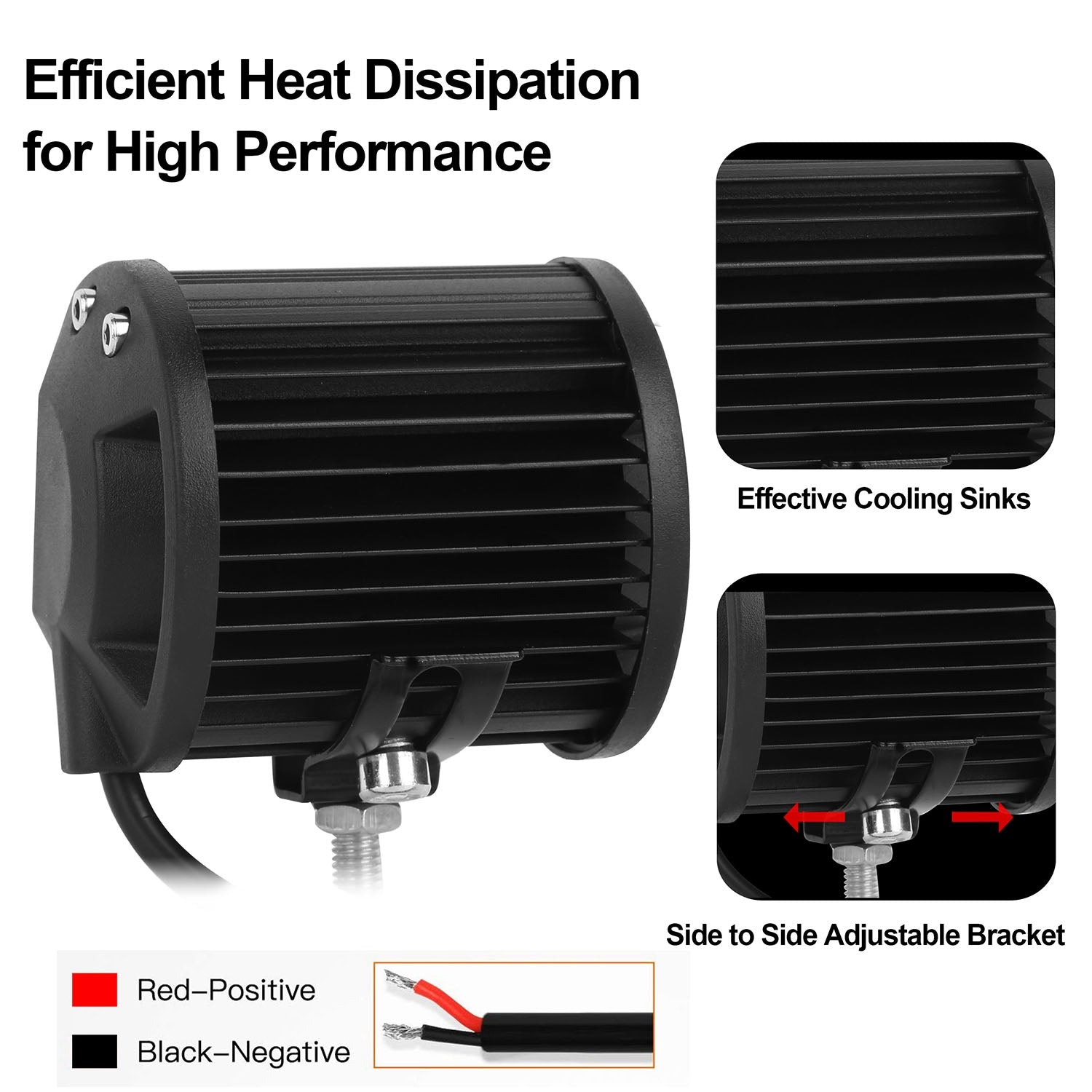 4" LED Spot Light 18W - 4-Pack Cube Pods - Dual Row Waterproof - Offroad Harmalap Trading