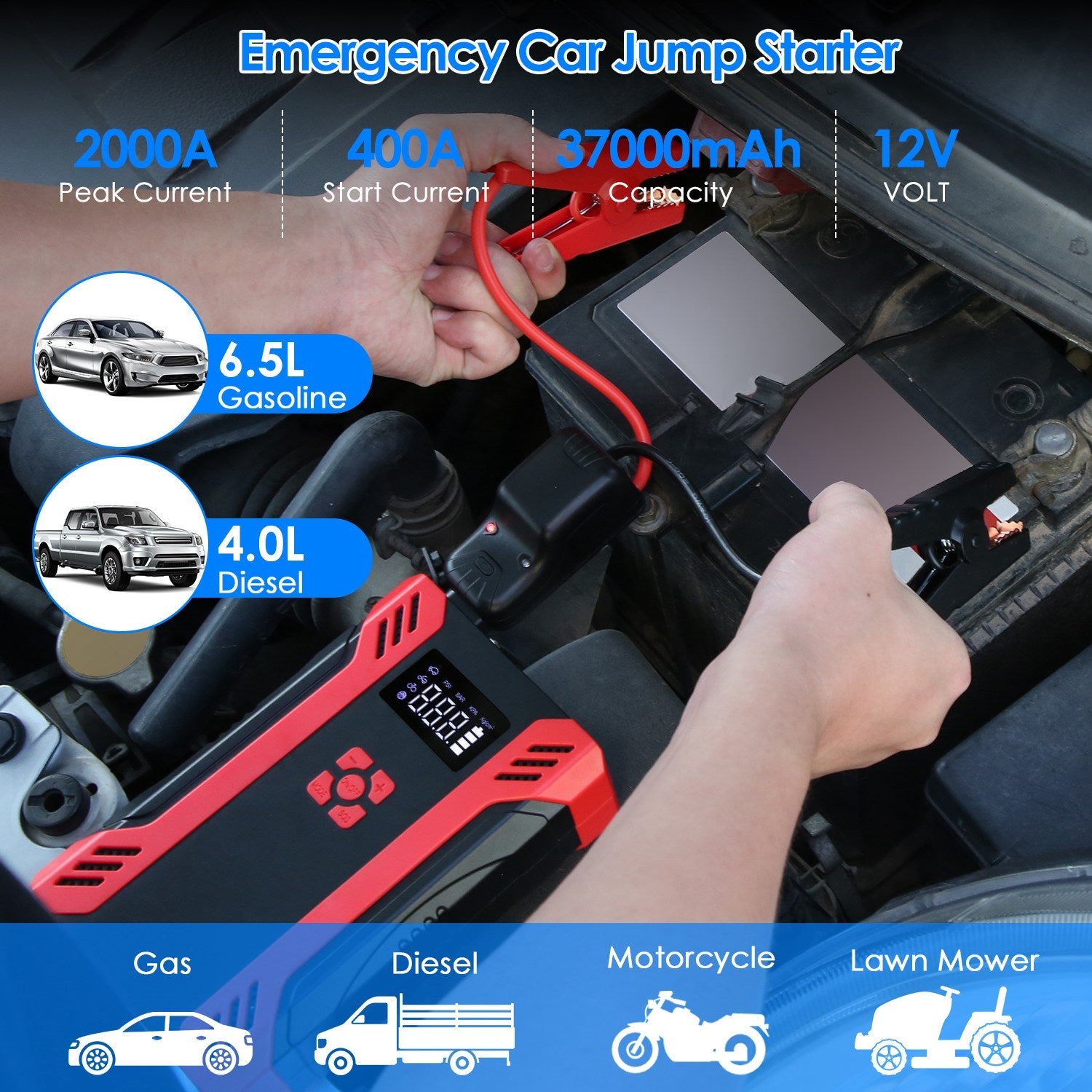 Car Jump Starter 2500A UAE - 4-in-1 Air Compressor Power Bank Harmalap Trading