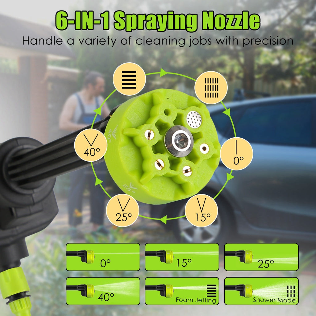 Cordless Pressure Washer 435PSI - Portable Car Washer - 6-in-1 Nozzle Harmalap Trading
