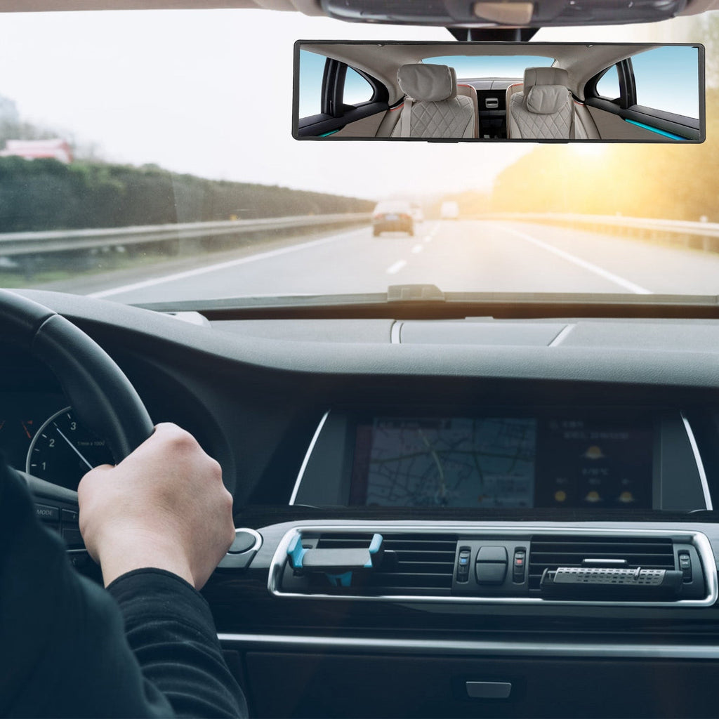 Car Rearview Mirror 11.4" - Panoramic Clip-On - Anti-Glare - Wide Angle Harmalap Trading