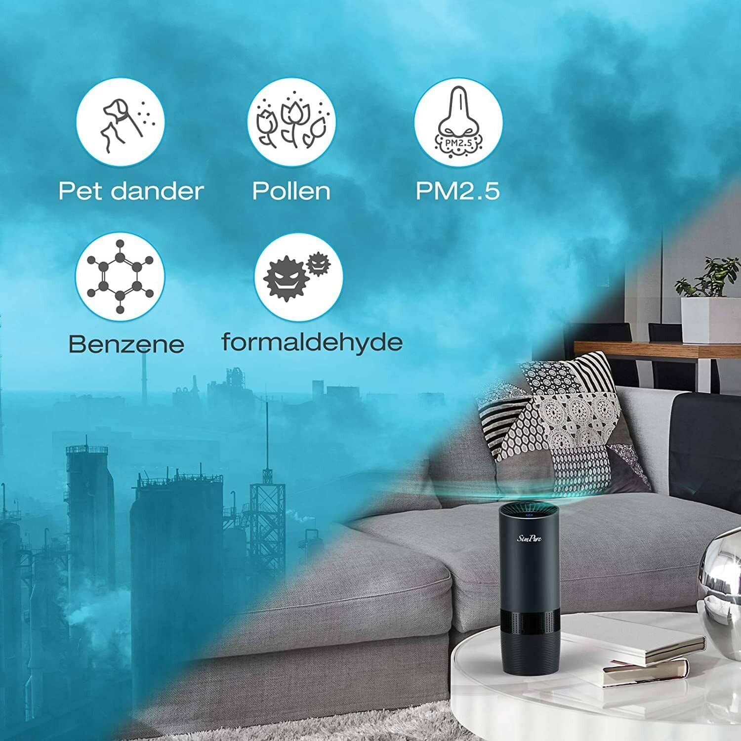 Car Air Purifier HEPA Filter - Removes Odor Dust Mold - Car & Home Use Harmalap Trading