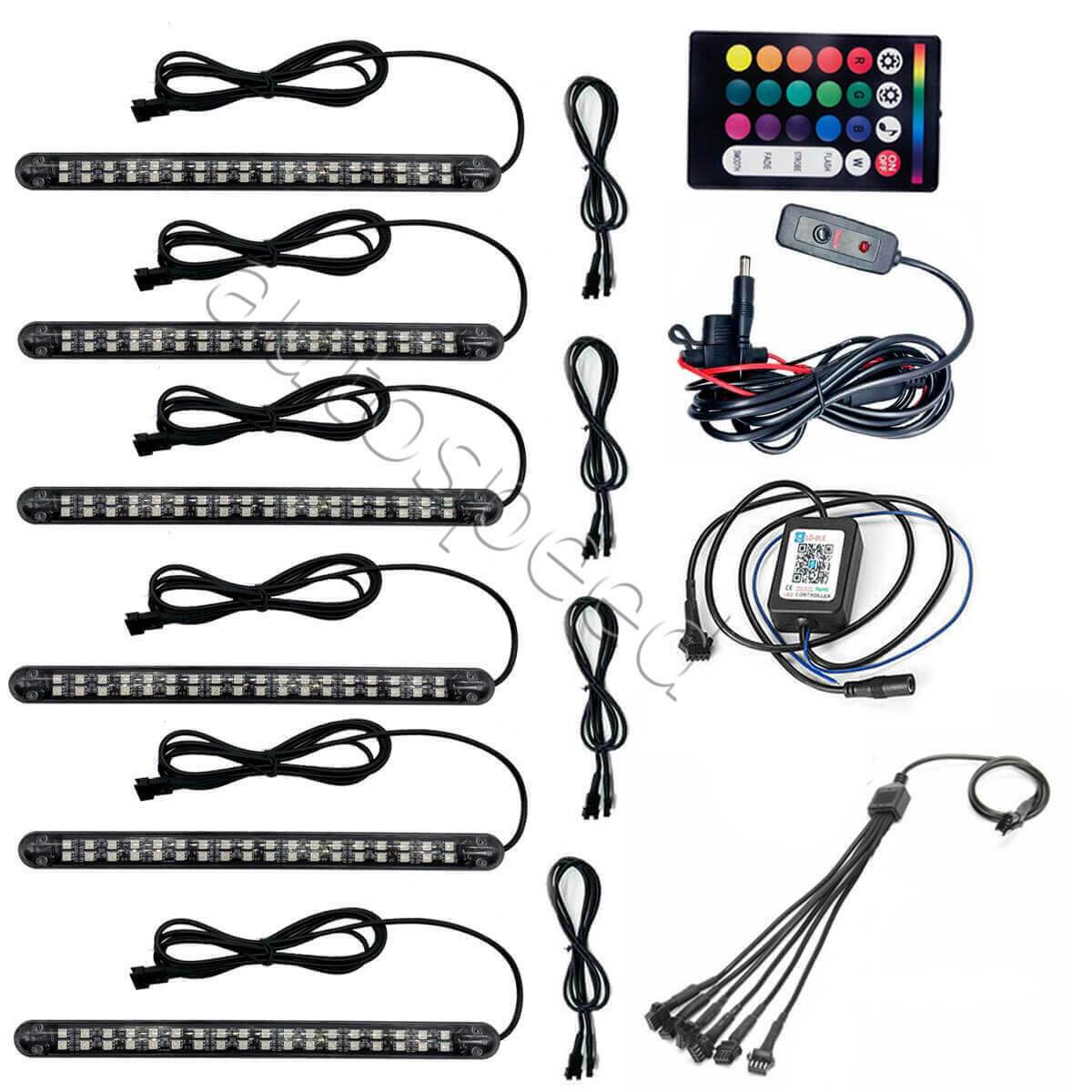 RGB Car Underglow LED Kit UAE - 6pc Neon Strip Lights - Music Sync Harmalap Trading