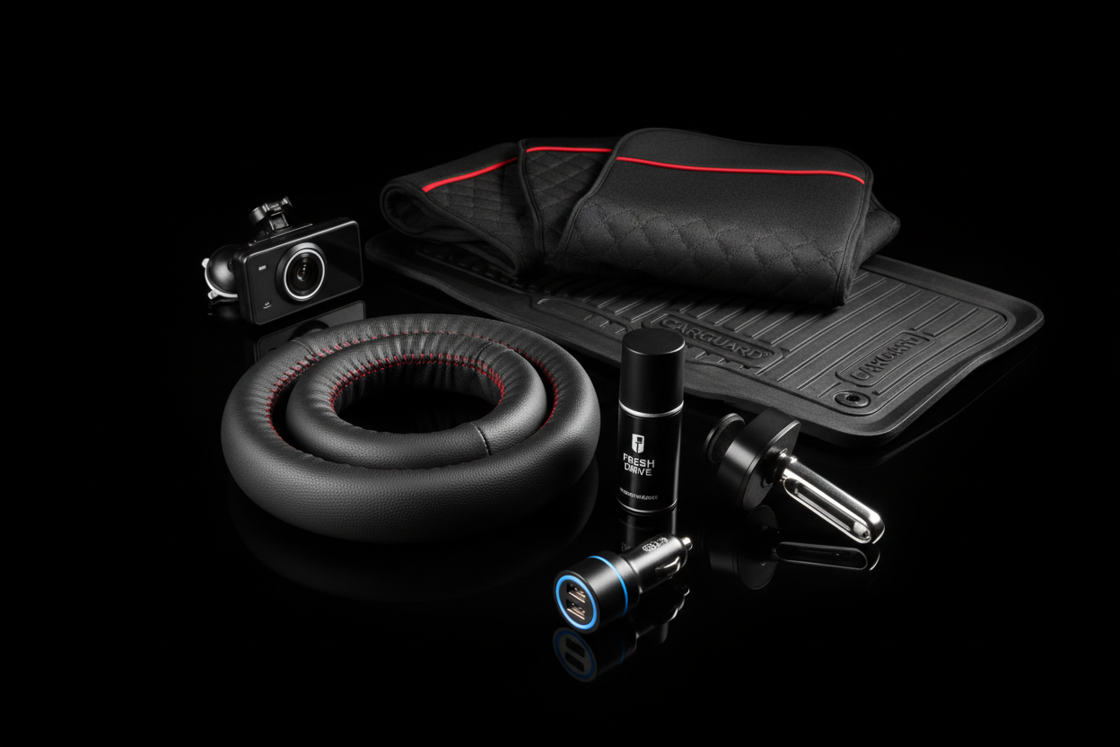 Give me hd image of car accessories in black back ground